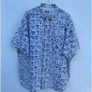 Active Culture Mix Mens Collared Printed Cotton Shirt White Sz XXL